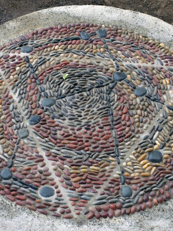 Close-up of a pebble mosaic.