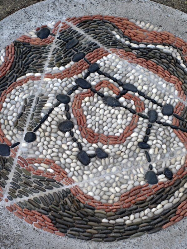 Close-up of a pebble mosaic.