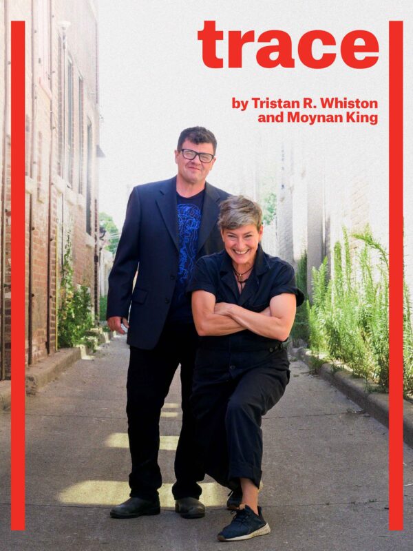 Co-creators Tristan R Whiston and Moynan King strike a pose in a laneway.